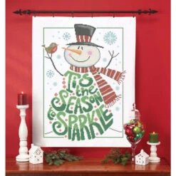 Herrschners Tis The Season To Sparkle Lap Quilt Top Stamped Cross-Stitch Kit