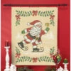 Herrschners Santa On Skates Lap Quilt Top Stamped Cross-Stitch Kit