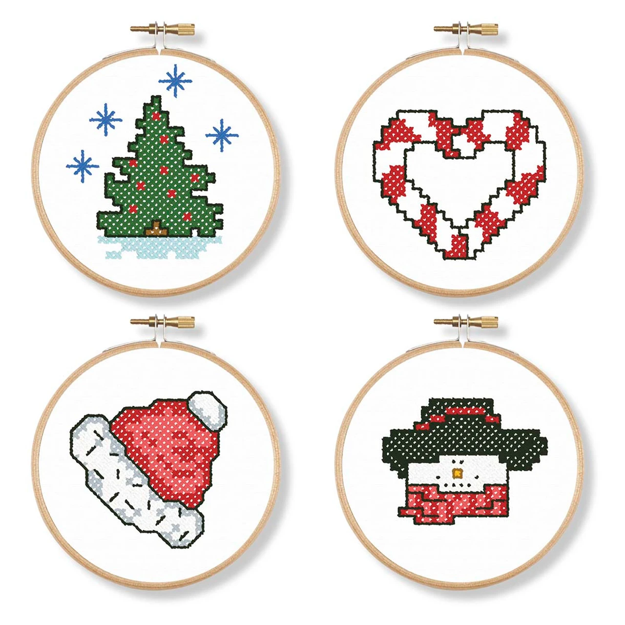 Herrschners Tis The Season Ornament Hoops Stamped Cross-Stitch Kit