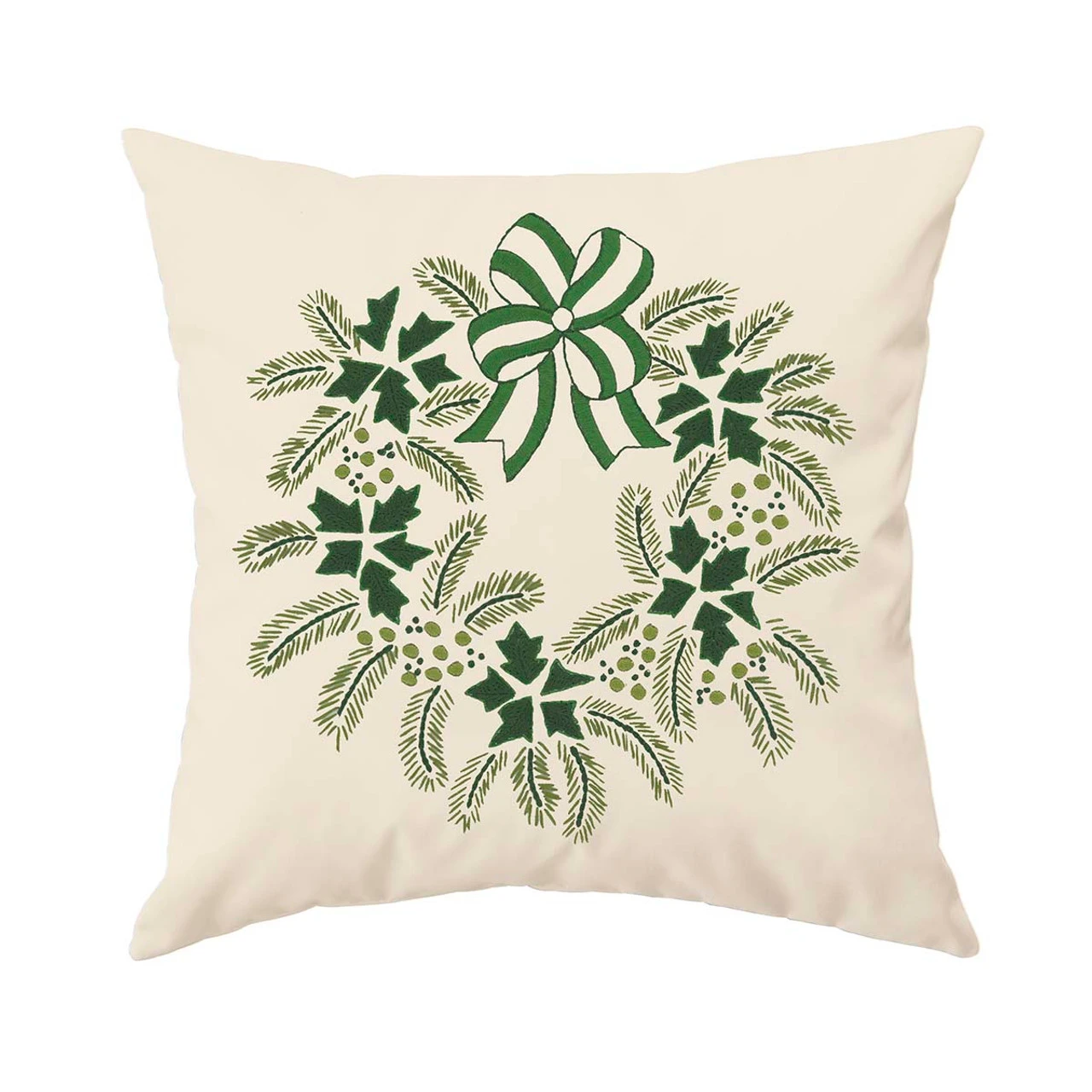 Herrschners Wintergreen Wreath Pillow Cover Stamped Embroidery Kit