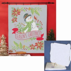 Herrschners Seasons Greetings Lap Quilt Set Stamped Cross-Stitch
