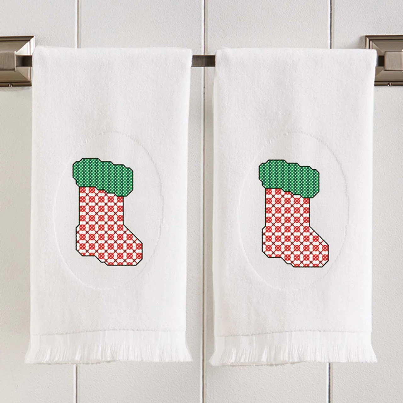 Herrschners Classic Christmas Towel Set Stamped Cross-Stitch - Image 2