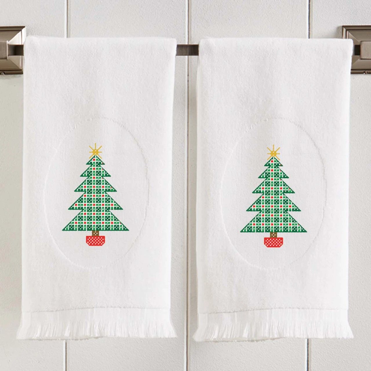 Herrschners Classic Christmas Towel Set Stamped Cross-Stitch - Image 3