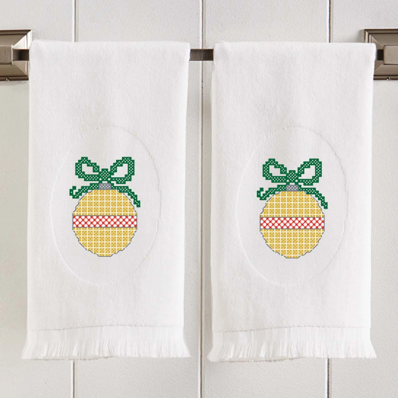 Herrschners Classic Christmas Towel Set Stamped Cross-Stitch - Image 4