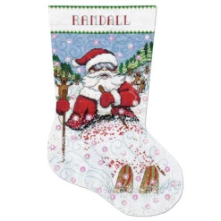 Design Works Skiing Santa Stocking Counted Cross-Stitch Kit