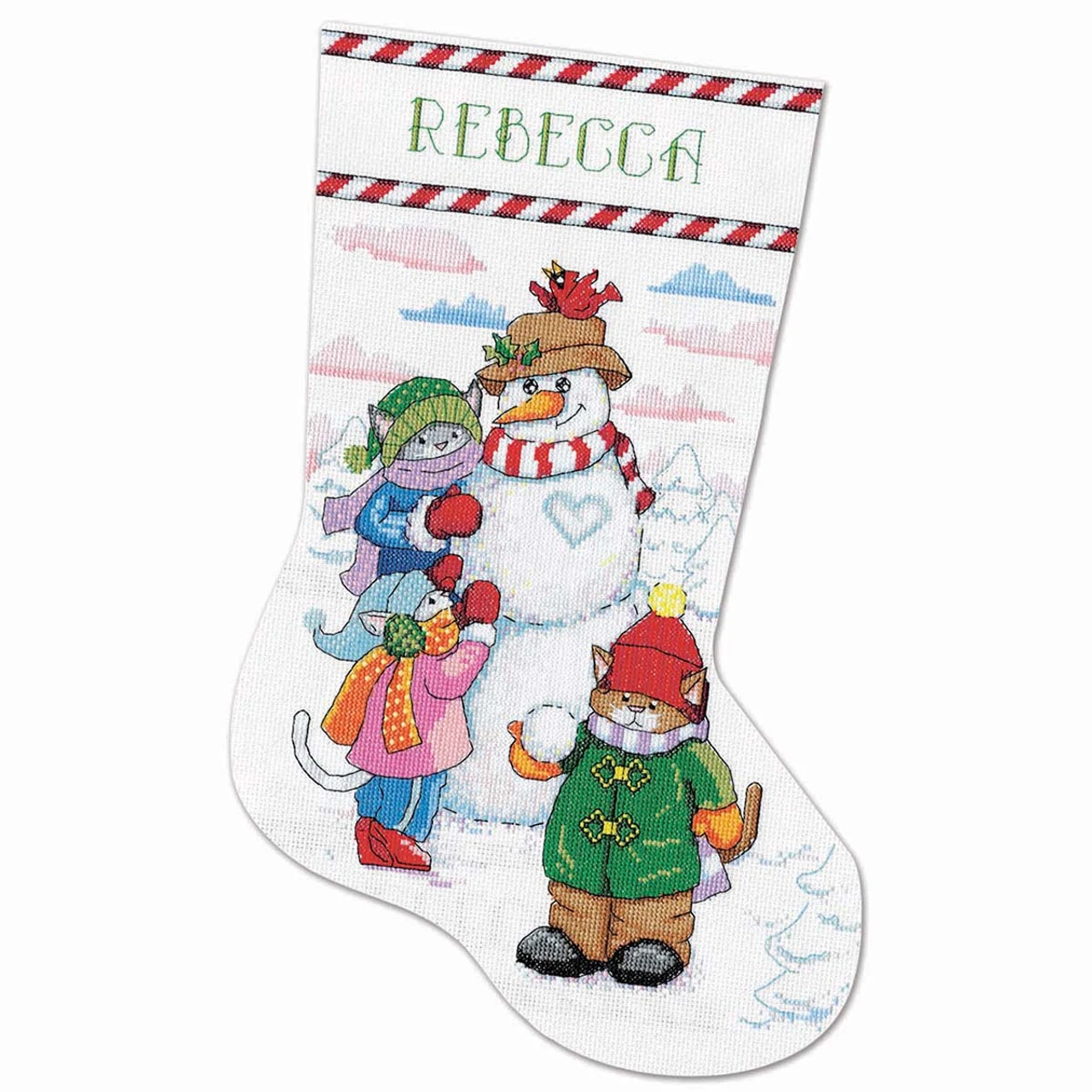 Design Works Snowman With Cats Stocking Counted Cross-Stitch Kit