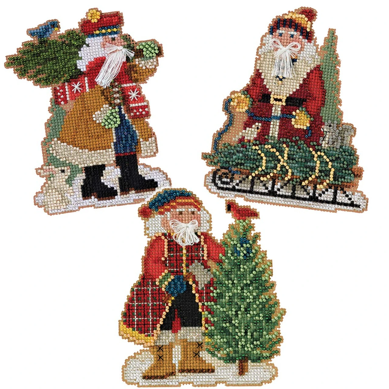Wichelt Imports, Inc. Tree Santa Ornament Set Counted Cross-Stitch