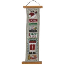 Tiny Modernist Jolly Christmas Bell Pull Counted Cross-Stitch Chart