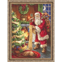 Luca-S Santa Claus Checking List Counted Cross-Stitch Kit