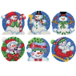 Herrschners Snowmen Fun Ornaments Plastic Canvas Kit