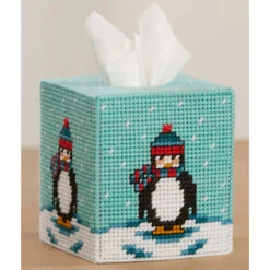 Herrschners Chilly Penguins Tissue Box Plastic Canvas Kit