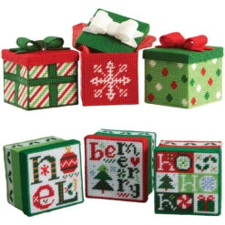 Herrschners Holiday Jingle Gift Box Set Plastic Canvas Kit