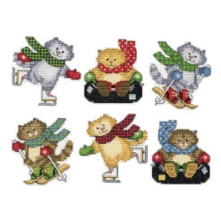 Design Works Winter Fun Cats Ornaments Counted Cross-Stitch Kit