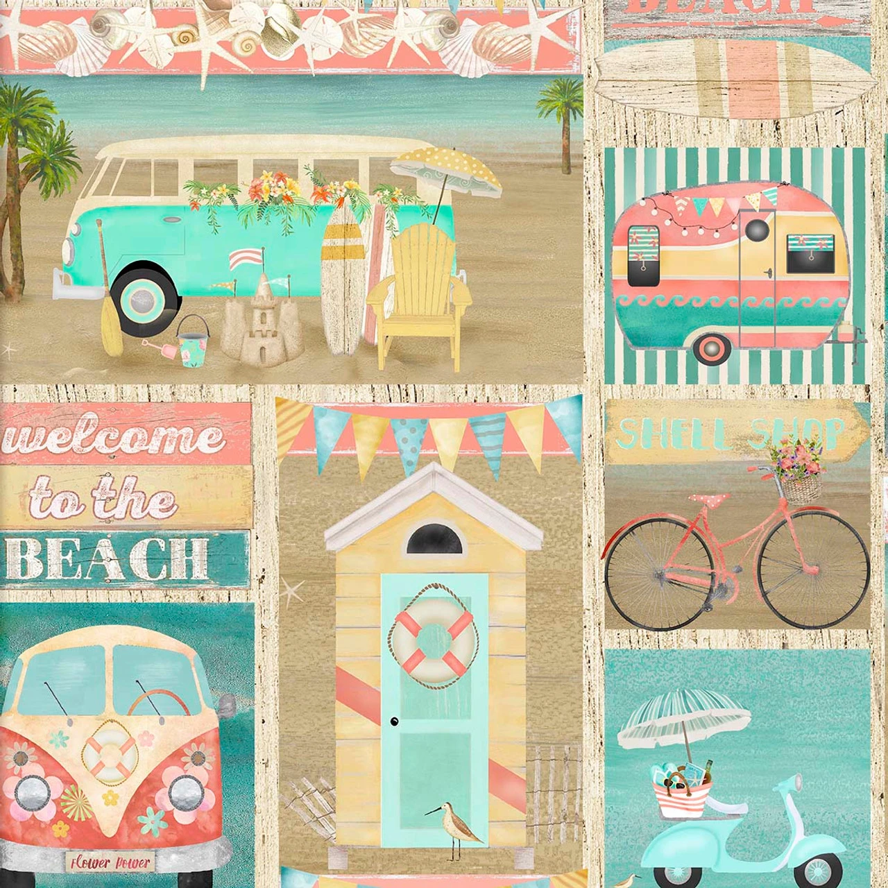 Fabric Edition, Inc. Beach Travel Fabric Quarters Bundle Pre-Cut Fabric - Image 5